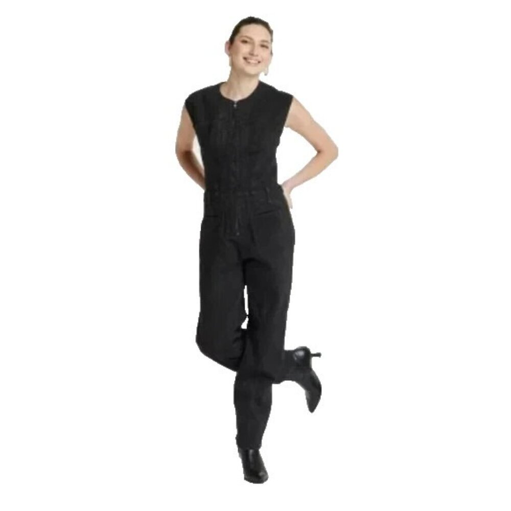 Universal Thread Women's Size 4 Black Denim Sleeveless Jumpsuit N0802